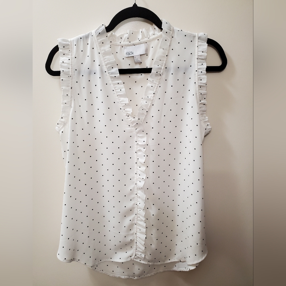Polka Dot Ruffle Trim Sleeveless Top, Size S by Nordstrom Rack